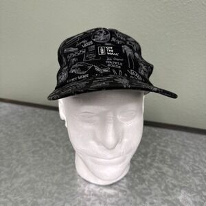Vans Snapback Trucker Hat‎ All Over Print Mesh Waffle Soles Rare Black Retro